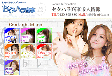 宮崎のデリヘルセクハラ商事のホームページ画像