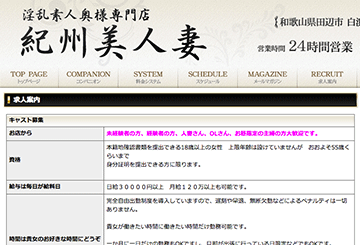 和歌山のデリヘル紀州美人妻のホームページ画像